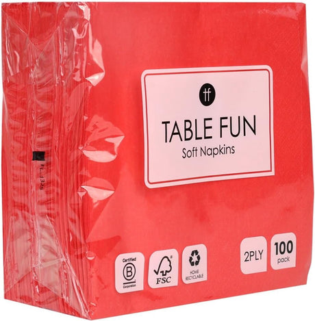 Talking tables table fun papieren servetten 100 stuks – rood – 2-laags 33 cm – wegwerp servetten voor verjaardag, bbq, bruiloft, feest catering – recyclebaar – gemaakt in eu