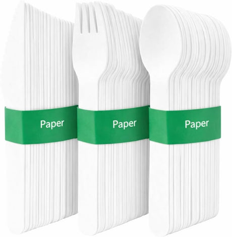 Talking tables table kind papieren bestek set 120 stuks – vorken, messen lepels – stevig wegwerp bestek – voor catering, feest, bbq festivals – recyclebaar – gemaakt in eu optional english line underneath: