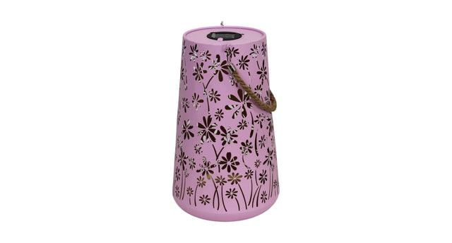 Lantern solar metal 22x22x35cm pink gold