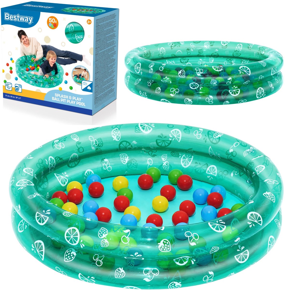 Bestway® Splash Play aufblasbares Bällebad mit 50 Spielbällen