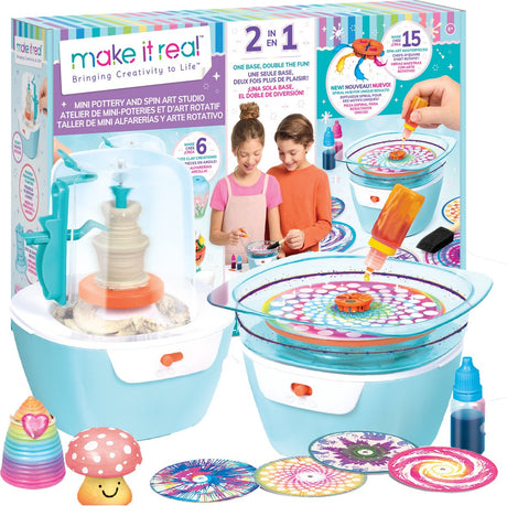 Make it real - 2-in-1 mini pottenbak- draaikunst studio - knutselen en verven