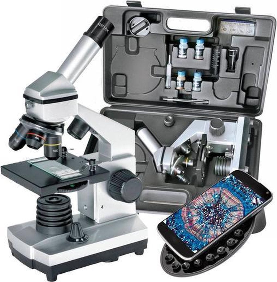 Bresser Mikroskop - Biolux ca - 40x-1024x mit Koffer - inkl. Zubehör und Smartphone-Adapter