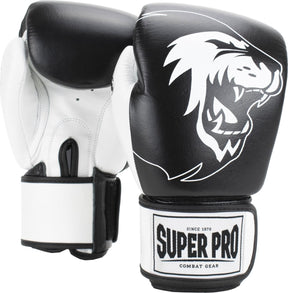 Super pro combat gear undisputed bokszakhandschoenen leder zwart wit medium