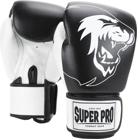 Super pro combat gear undisputed bokszakhandschoenen leder zwart wit large