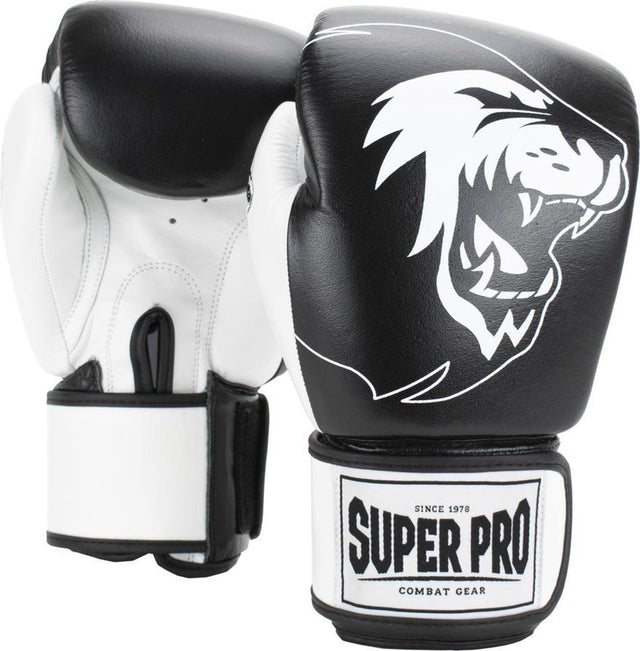 Super pro combat gear undisputed bokszakhandschoenen leder zwart wit large