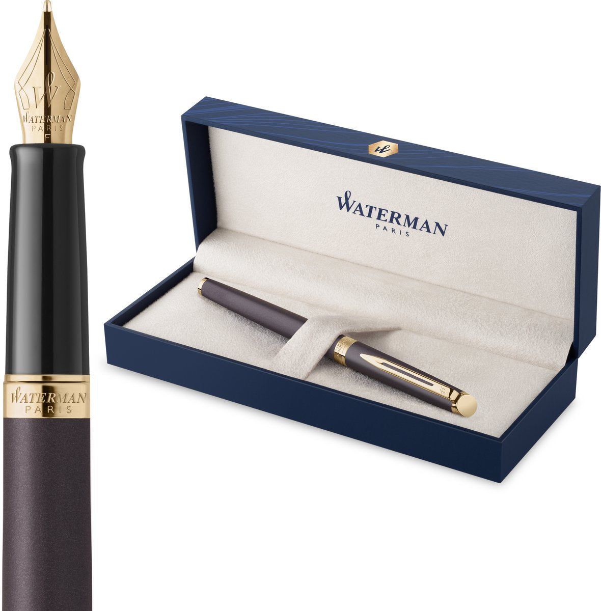 Waterman Hemisphère-Füllfederhalter | die subtile Version | Lavaschwarz | feine Edelstahlfeder | mit Geschenkbox