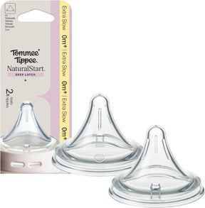 Tommee tippee natural start deep latch driehoekige spenen - set van 2 extra slow flow flesspeen - 0m+