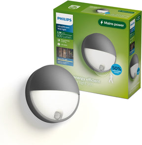 Philips led philips capricorn wandlamp - buitenverlichting met bewegingssensor - weerbestendig: ip44 - warmwit licht: 2700k - antraciet