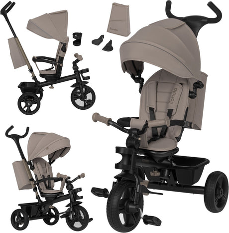 Lionelo haari driewieler 2in1 – loopfiets driewielfiets – vanaf 18 maanden tot 5 jaar – tot 25 kg – draaibare zitting voorwaarts achterwaarts – verstelbare duwstang – onderhoudsvrije pu-wielen – luifel – 3-puntsgordel – mand tas – bekerhouder