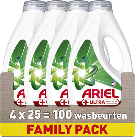 Ariel Flüssigwaschmittel + Ultra-Fleckenentfernung – 4 x 25 Wäschen