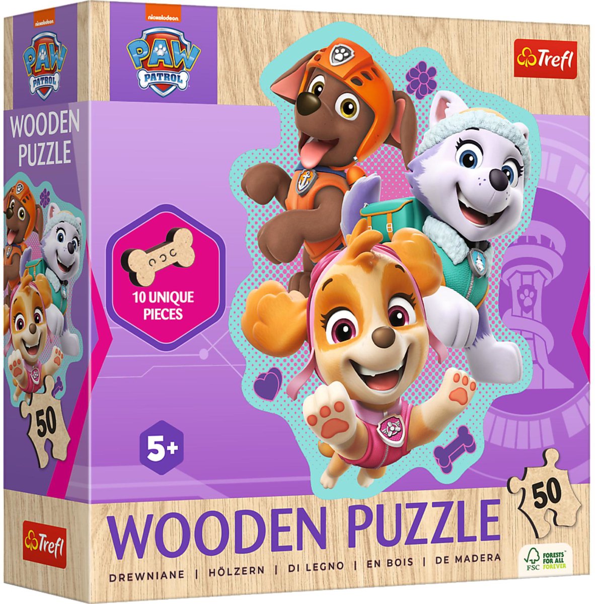 Trefl Paw Patrol Holzpuzzle 50 Teile – lehrreiches Kinderspiel.