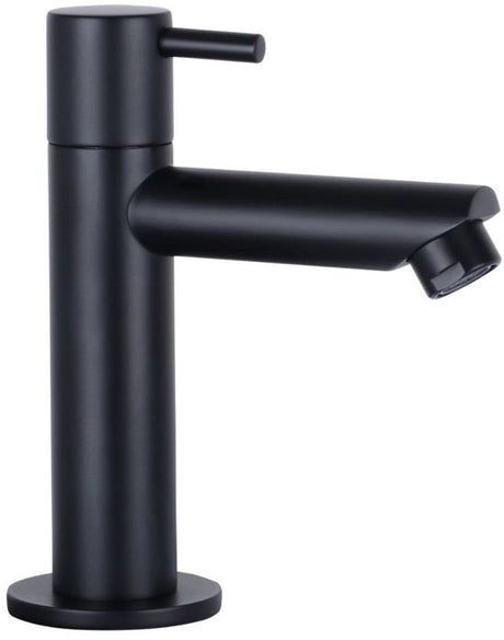 Differnz Helios-Brunnen-Set – 37,5 x 18,5 x 9,5 cm – rechteckig – 1 Hahnloch links – gerader mattschwarzer Wasserhahn – weiß