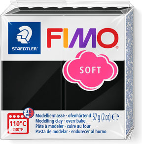 Fimo soft 8020 – ofenhärtende Modelliermasse – Standardblock 57 g – Schwarz