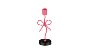 Kandelaar strik roze - l7xb6,5xh18cm