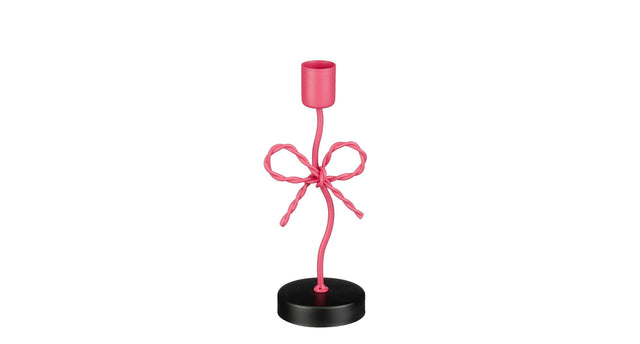 Kandelaar strik roze - l7xb6,5xh18cm