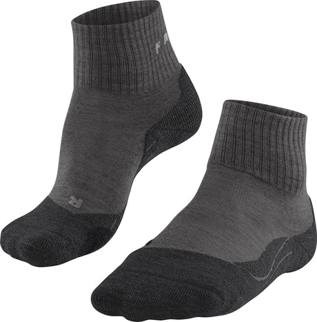 Falke TK2 Wool Short Anti-Blister Wandersocken aus dickem Woll-Funktionsmaterial Damen Grau – Größe 41-42