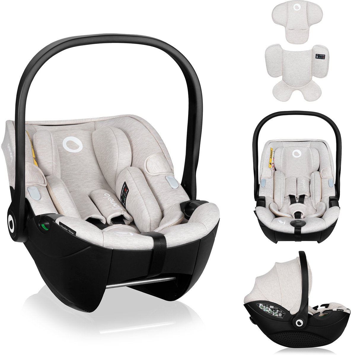 Lionelo Moxie i-Size – Autositz-Babytrage ab der Geburt – 40–87 cm – rückwärtsgerichtet (rwf) – Bambusstoff – Dri-Seat – leicht 4,3 kg – Isofix-kompatibel – Memory-Schaum – Magnetgurte – Sonnendach – verstellbare Kopfstütze