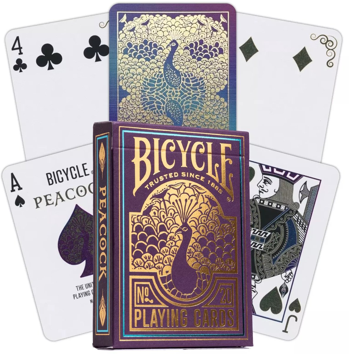 Bicycle Purple Peacock – Premium-Spielkarten – Poker – Ultimates – mit Kaltfolien-Finish