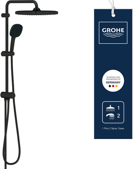 Grohe Vitalio Comfort 250 Flex Duschsystem mit Einbaumöglichkeit für die Wandmontage – ohne Thermostaat – wassersparend – mattschwarz