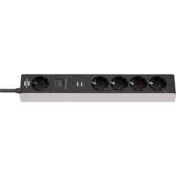 Brennenstuhl stekkerdoos met usb c power delivery 5-voudig grijs zwart
