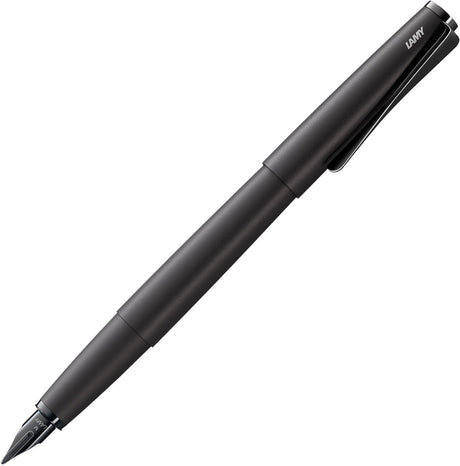 Lamy Studio lx-all-black Füllfederhalter – universeller Füllfederhalter im eleganten Ganzmetallgehäuse – mit Propellerclip und Stahlfeder in der Größe F – inklusive T 10-Tintenpatrone blau