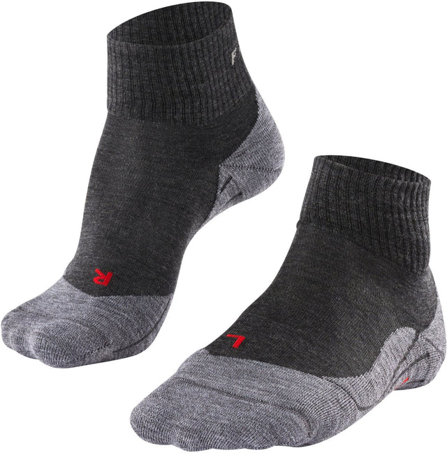 Falke TK5 kurze Anti-Blasen-Wandersocken aus dünnem Woll-Funktionsmaterial Damen Grau – Größe 37-38