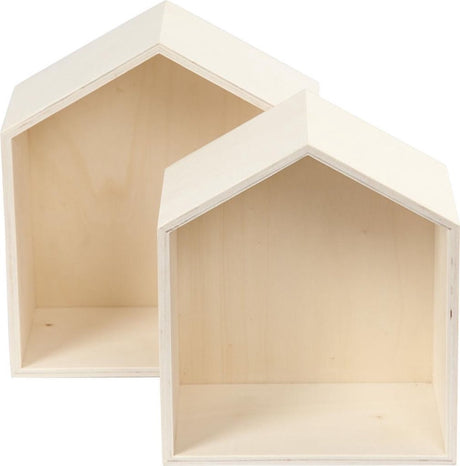 Creativ Company Holz-Schaukasten-Haus-Set, 2-teilig, H: 22,5–25
