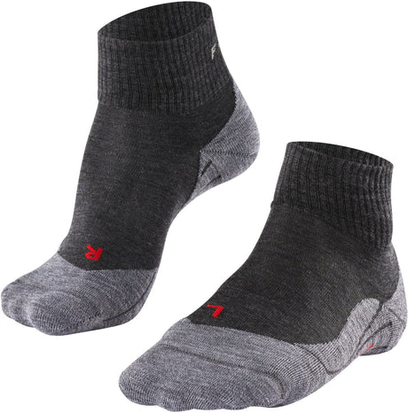 Falke TK5 kurze Anti-Blister Wandersocken aus dünnem Woll-Funktionsmaterial Damen Grau – Größe 39-40