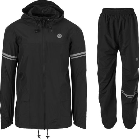 Agu original regenpak uniseks waterdicht - zwart - waterkolom 5.000 mm - jas en broek - inclusief opbergtasje m