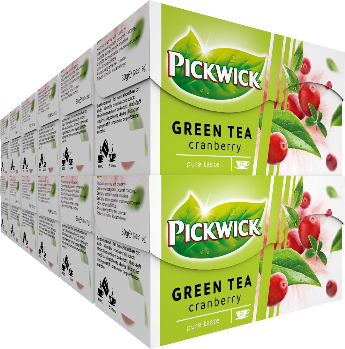 Pickwick Cranberry-Grüntee – 12 x 20 Teebeutel