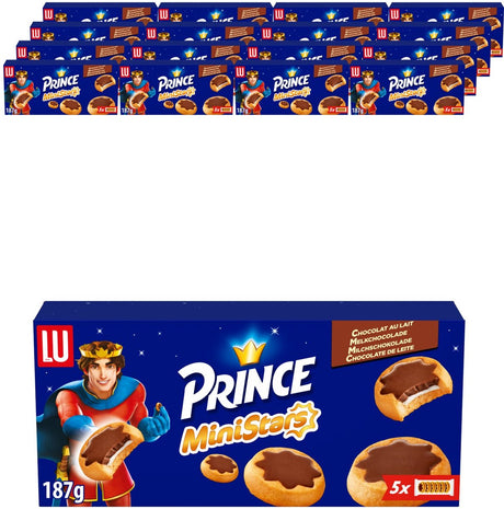 Lu Prince Ministars Cookies Milchschokolade 16 x 187 g (5 x 37,4 g) – Keks für unterwegs – Kaffee – Tee – Arbeit – Brühe – Milchschokoladenfüllung – Verpackung zum Mitnehmen