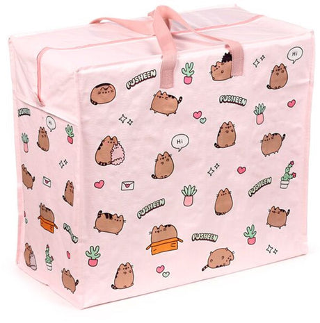 Puckator große Einkaufstasche mit Reißverschluss, Wäschesack, Aufbewahrungstasche – Pusheen, die Katzenpflanzen – 48 x 55 x 28 cm