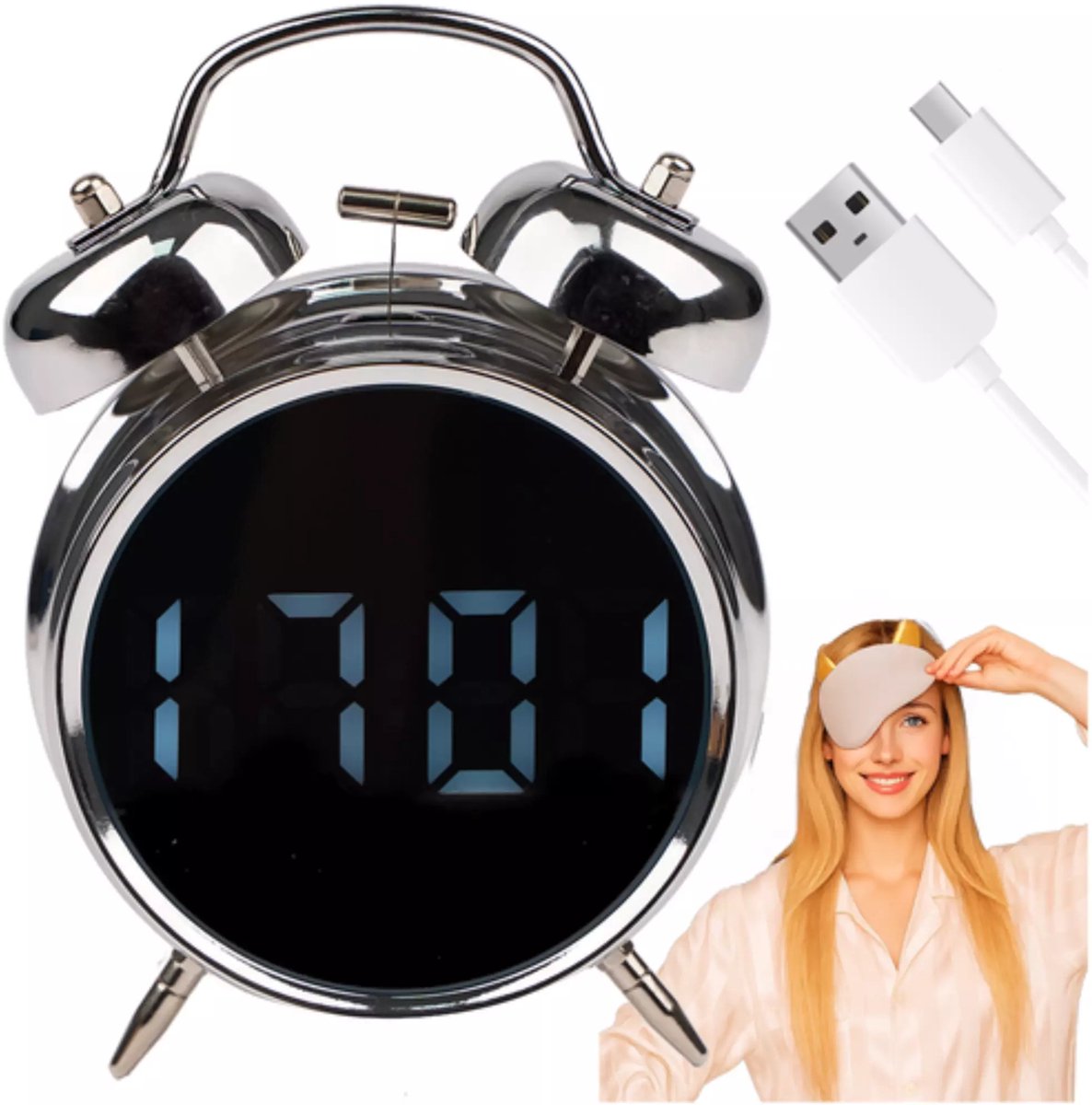 Izoxis digitale retro wekker – luid alarm en stil uurwerk – spraakgestuurd display, datum en temperatuur