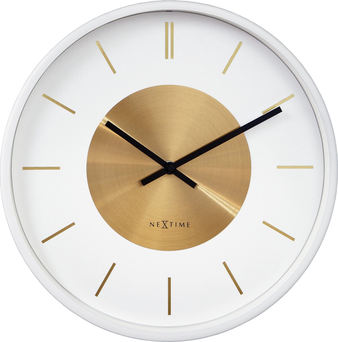Nexttime Retro II – Wanduhr – 25 cm – Metall – Weißgold – geräuschlos