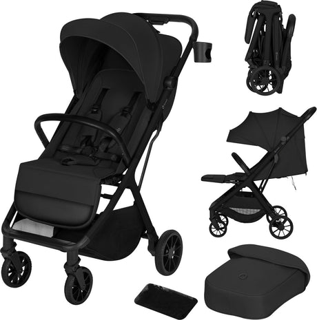 Lionelo cloe plus buggy – automatisch inklapbaar – kinderwagen tot 22 kg – compact lichtgewicht – verstelbare rugleuning – grote geveerde pu-wielen – upf50+ xxl zonnekap – voetenzak bekerhouder