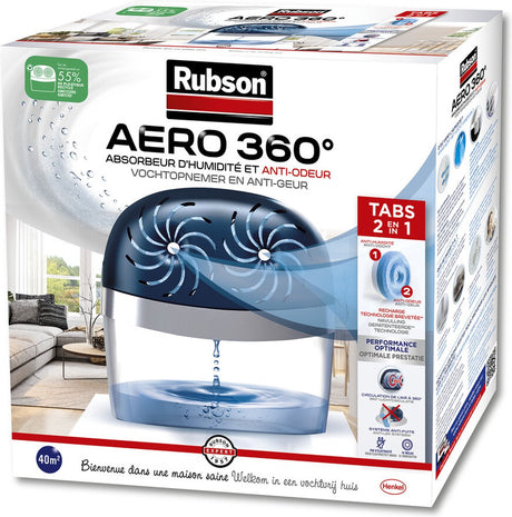 Rubson Feuchtigkeitsabsorber aero360 Gerät 40m2 | Luftentfeuchter | Feuchtigkeitsabsorber Badezimmer | Innenbadezimmer