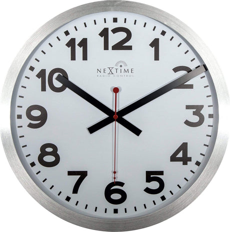 Nextime station radio controlled (dcf) – wandklok – 35 cm – aluminium – wit