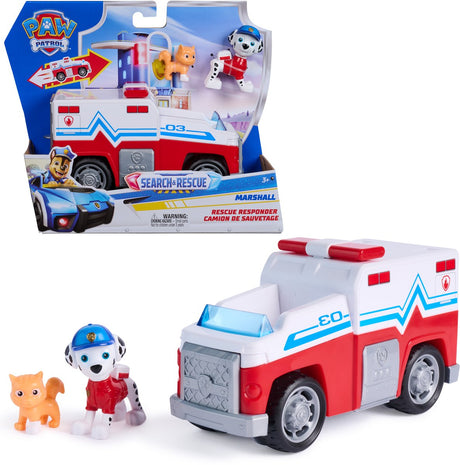 Paw Patrol – Suchrettung – Marshalls Rettungsfahrzeug mit 2-Figuren-Rückziehfunktion – Spielzeugfahrzeuge