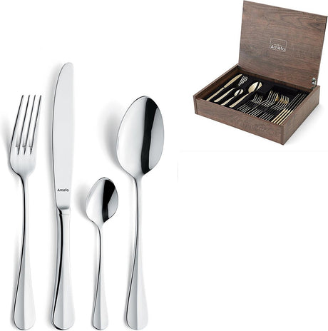 Amefa - Baguette 24-teiliges Besteckset in luxuriöser Holzbox - Silber