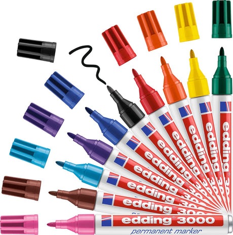 Quantore Filzstift permanent edding 3000 rund 1,5-3mm, 10 Stk.