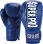 Super pro combat gear champ (kick)bokshandschoenen blauw wit 14oz