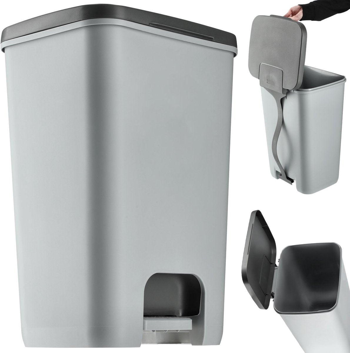 Curver Essentials Treteimer – 40 l – Silberanthrazit