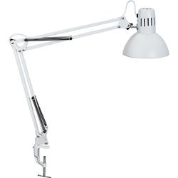 Maul Arbeitszimmer-Schreibtischlampe – Metall – Weiß – E27-Fassung – Tischlampe mit Klemme