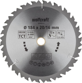 Wolfcraft - Kreissägeblatt 184x20 mm - 22 Zähne - braune Serie - 6646000