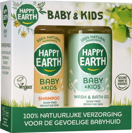 Happy earth baby kids startersset - 100% natuurlijk - babygeschenkset - reisverpakking - babyverzorging - 2 x 100ml