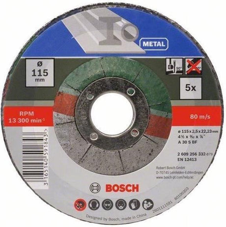 Bosch Zubehör Bosch Schleifscheiben-Set – für Metall – 115 x 2,5 mm – gebogen – 5-teilig