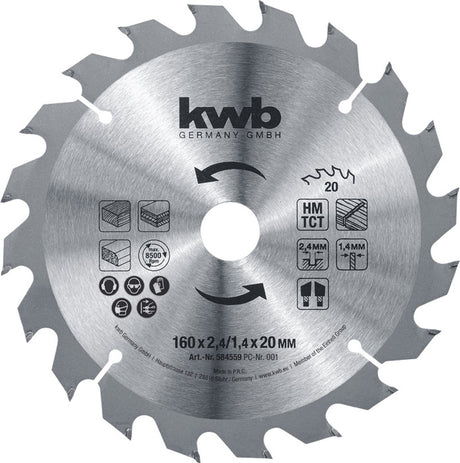 KWB Kreissägeblatt HM TCT D160 x D20 20t