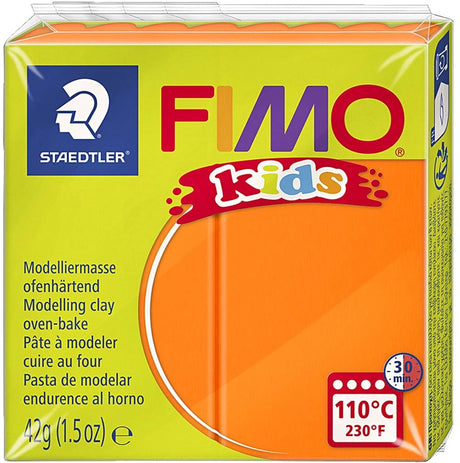 Fimo Kids 8030 – ofenhärtende Modelliermasse – Block 42 g – Orange