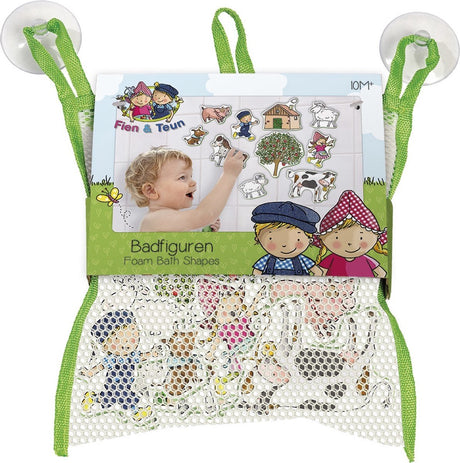 Bambolino fien teun badspeelgoed badfiguren, educatief speelgoed in opbergnetje- peuter kleuter speelgoed - toys - vanaf 1 jaar