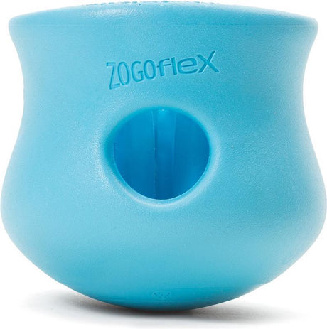 West Paw Toppl Zogoflex – starkes Hundespielzeug – Slowfeeder – blau – groß – 10 cm